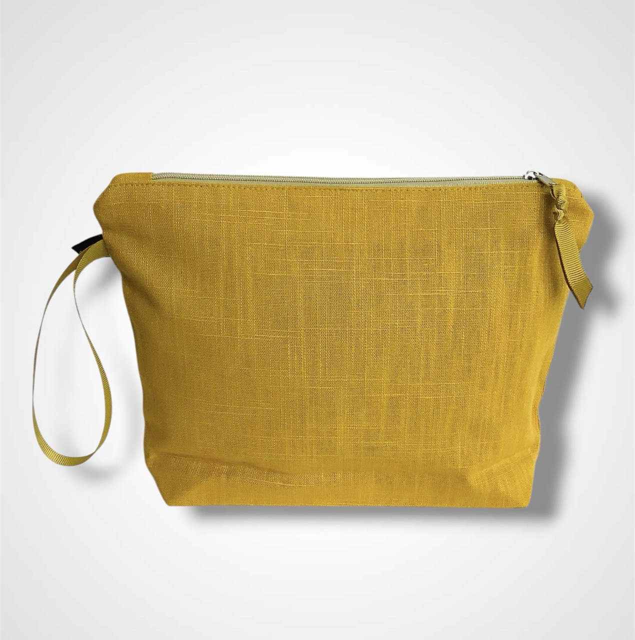 Yellow Lotus Flowers Linen Makeup Bag
