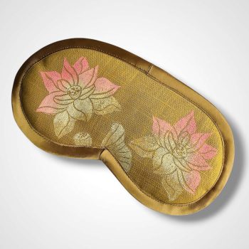 Yellow Linen Lotus Flower Lavender Eye Mask