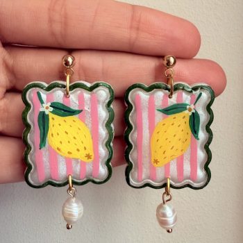 Lemon Sorbet Earrings with Pearl Charms