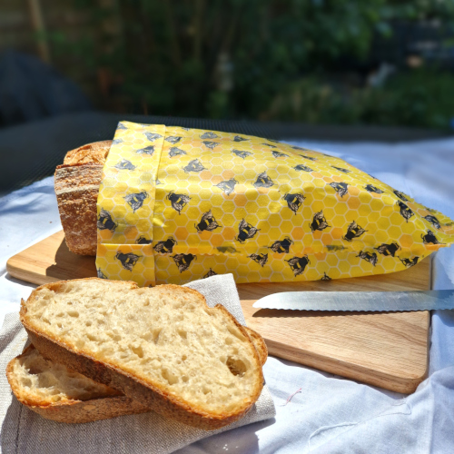 XXL (45x35cm) Sourdough Beeswax Bread Bag PLUS FREE Cotton Bag Liner | Yellow Bees