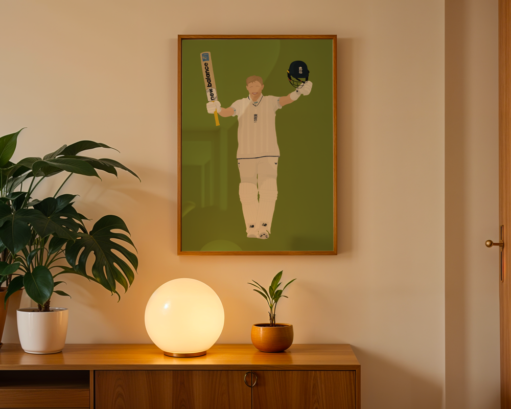 Joe Root Art Print - Hand-Drawn Cricket Wall Art