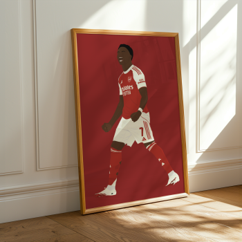 Bukayo Saka Art Print - Hand-Drawn Football Wall Art