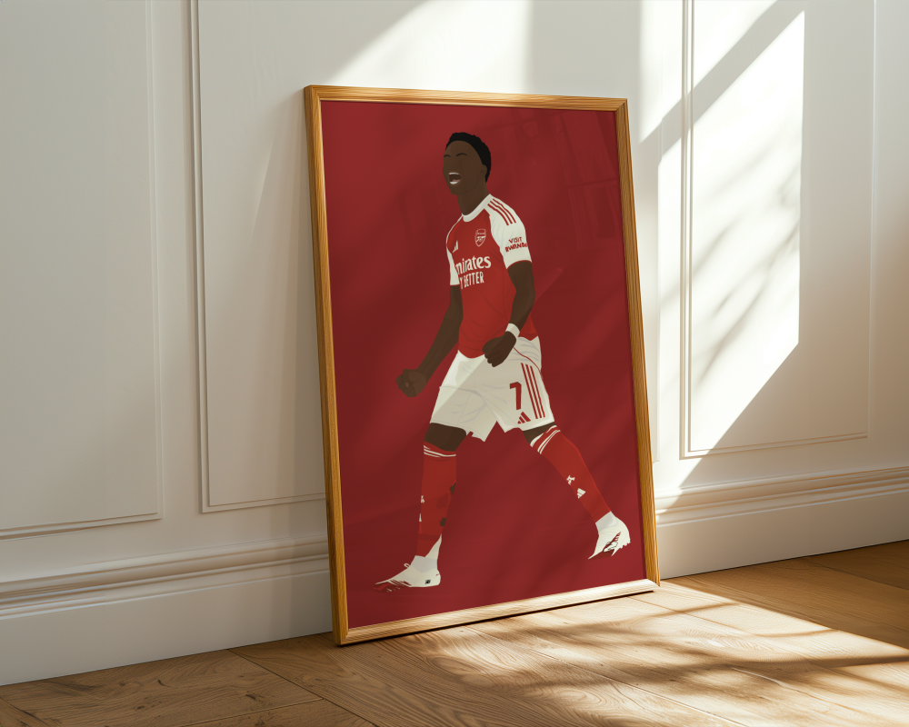 Bukayo Saka Art Print - Hand-Drawn Football Wall Art