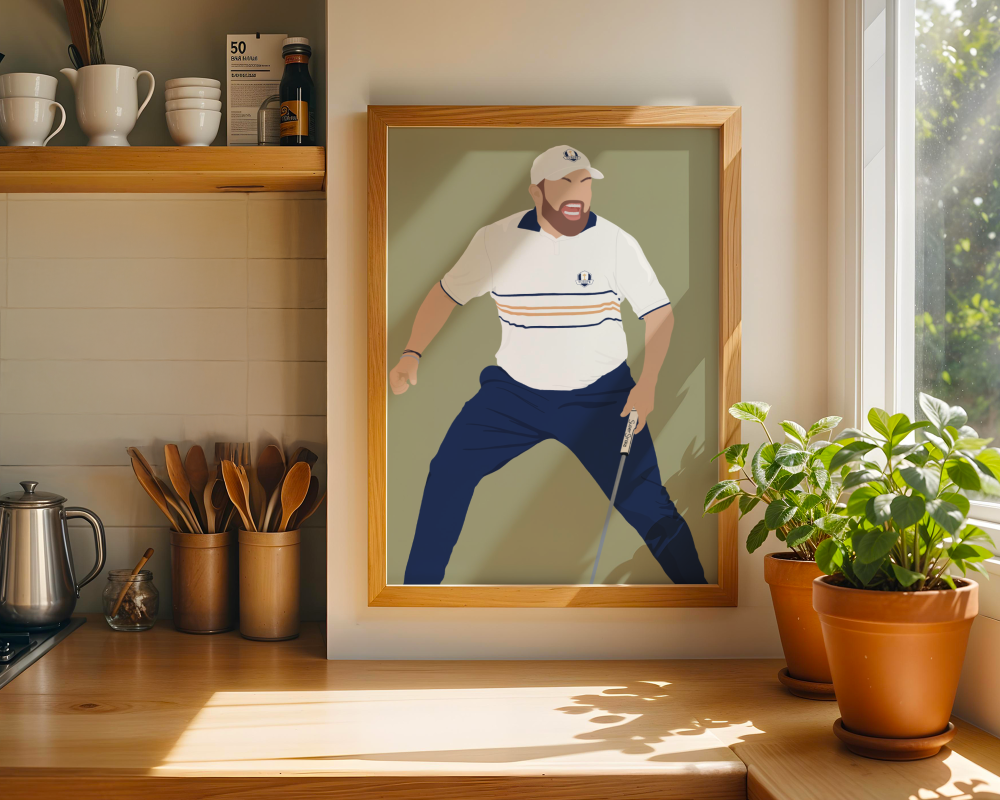 Shane Lowry Art Print - Hand-Drawn Golf Wall Art