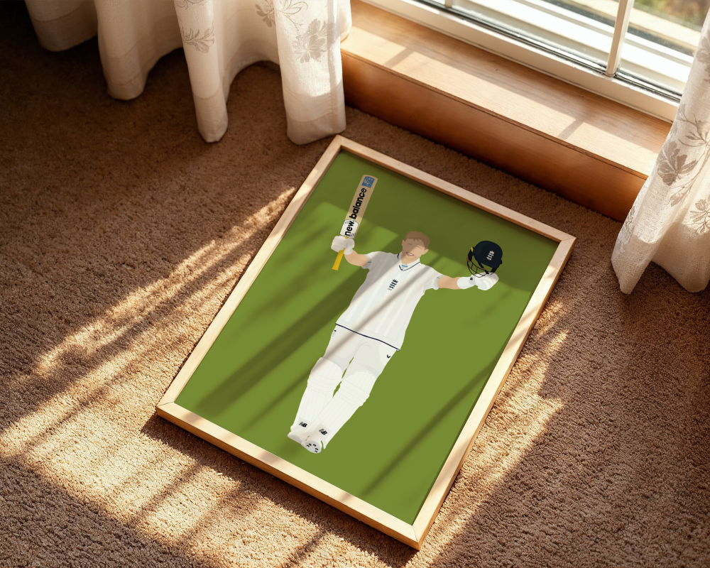 Joe Root Art Print - Hand-Drawn Cricket Wall Art