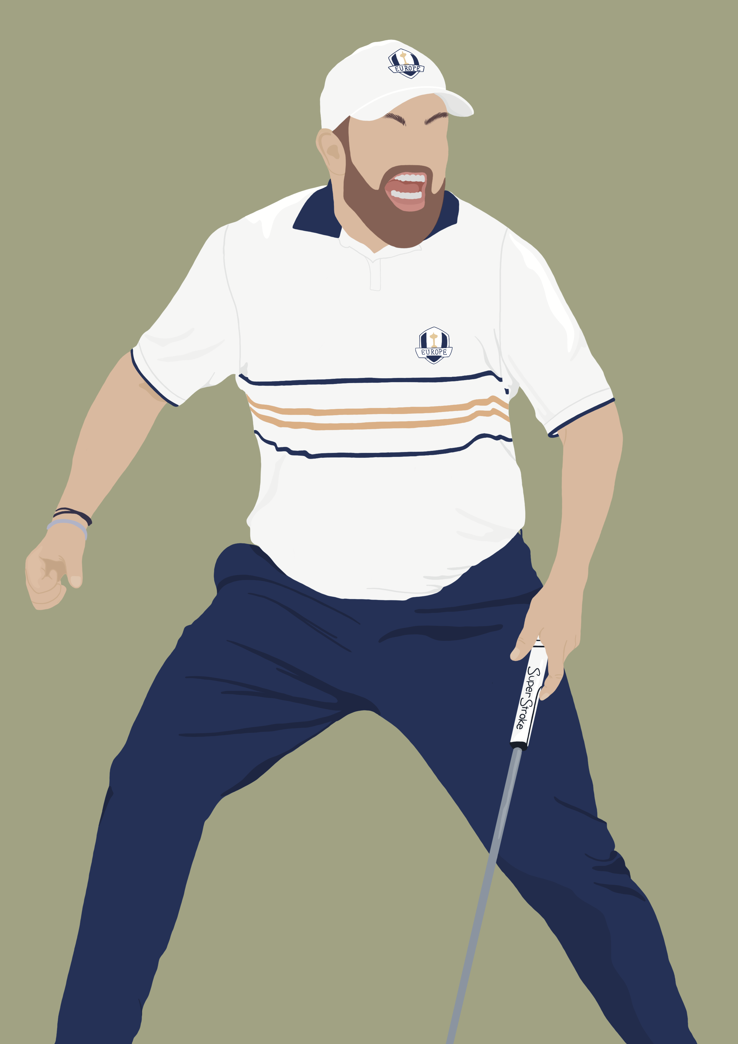 Shane Lowry Art Print - Hand-Drawn Golf Wall Art