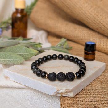 Boundaries Black Obsidian Lava Bead Aromatherapy Bracelet