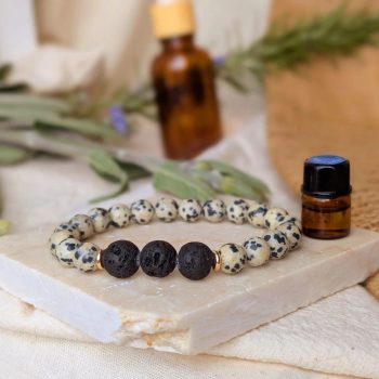 Lightness Dalmatian Jasper Lava Bead Aromatherapy Bracelet