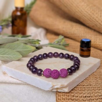 Calm Amethyst Lava Bead Aromatherapy Bracelet
