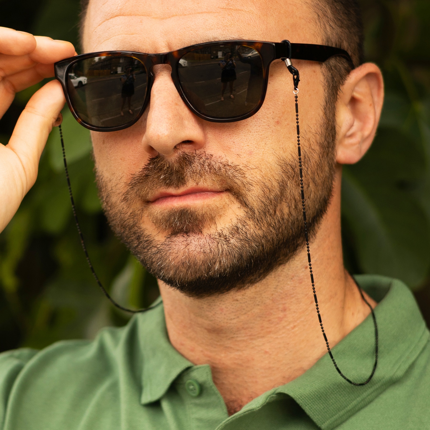 Morse Men’s Black Cylinder Bead Glasses Chain