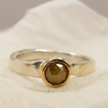 Rose Cut Brown Diamond Ring - Size L