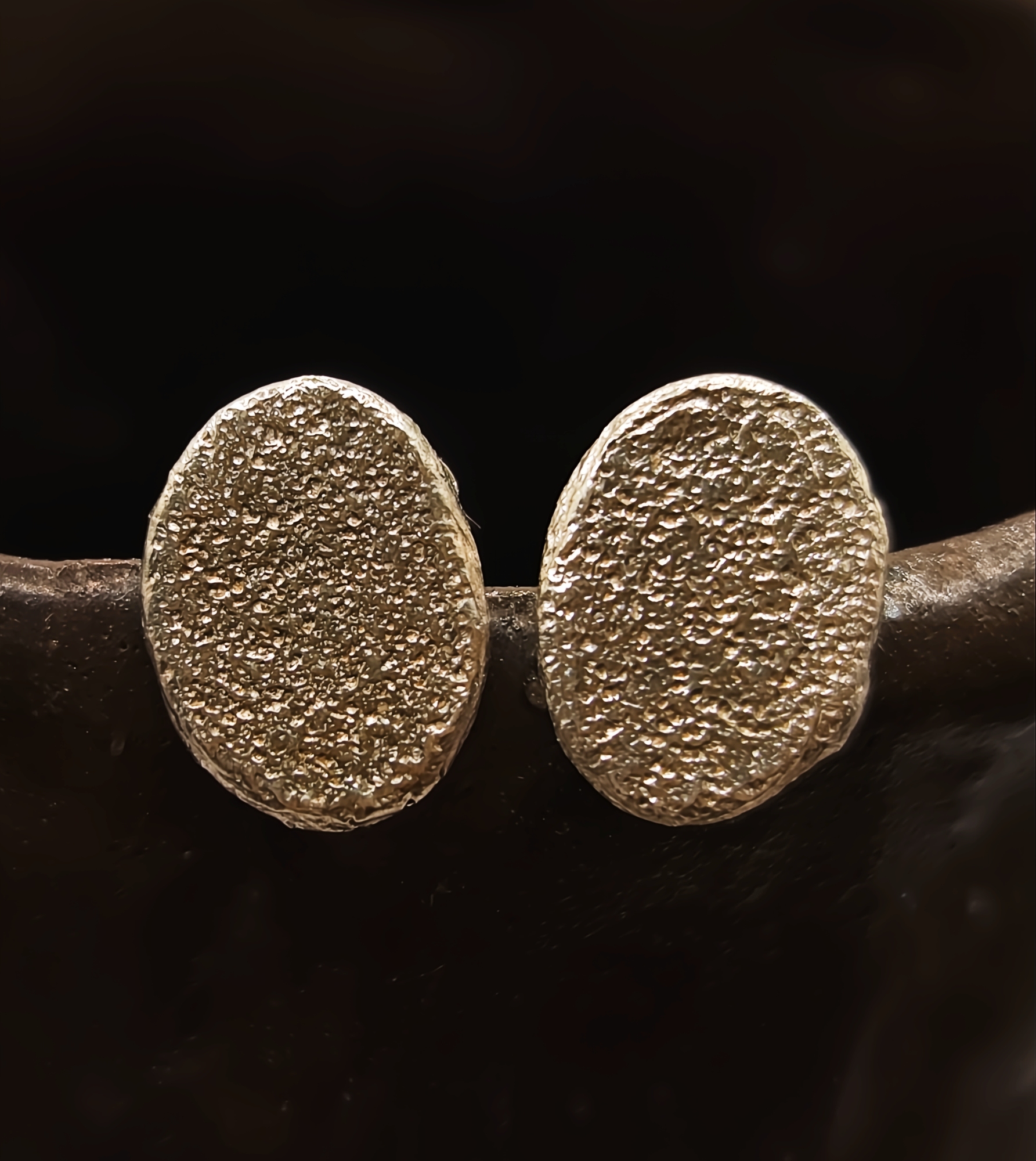 Sterling Silver Sandcast Effect Stud Earrings