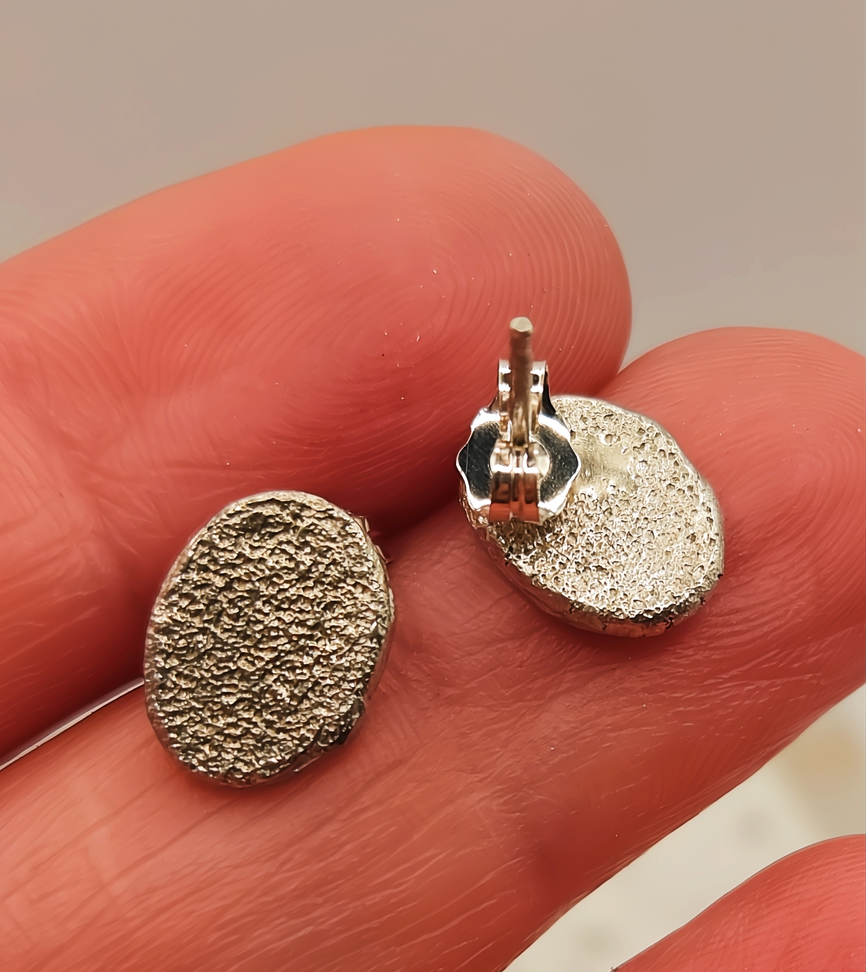 Sterling Silver Sandcast Effect Stud Earrings