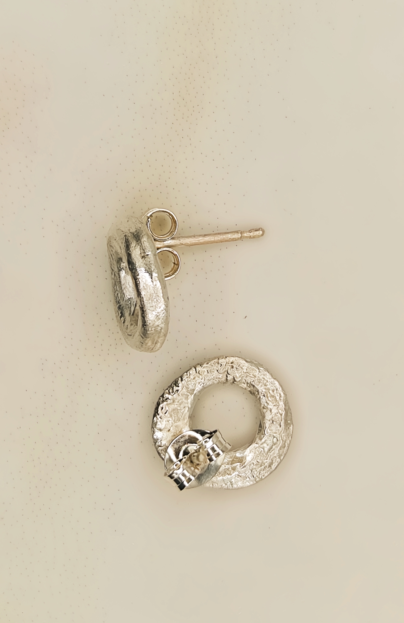 Irregular Silver Circle Stud Earrings