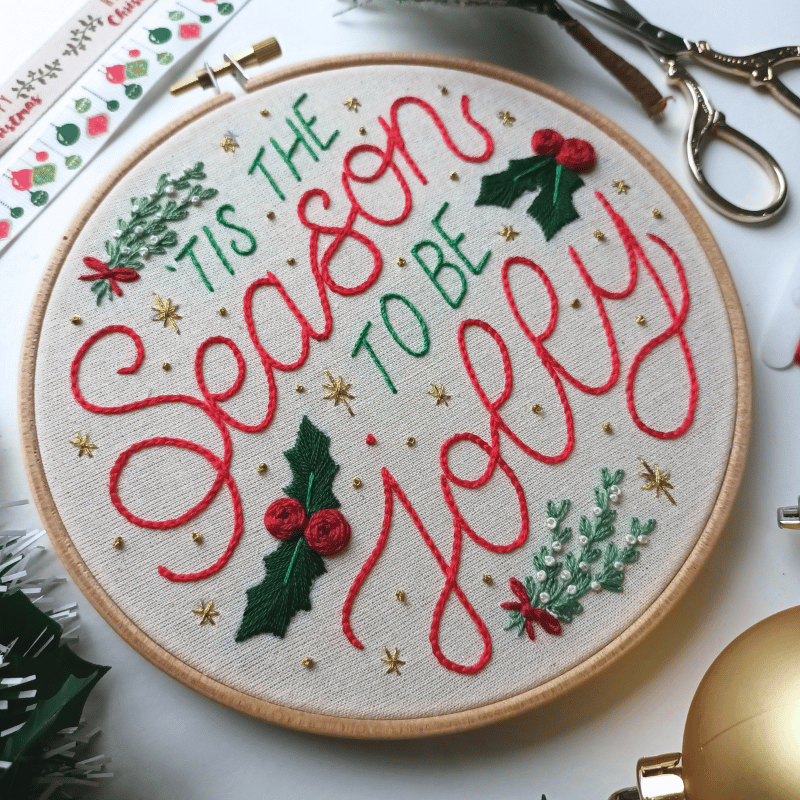 EmBeaRoidery - Tis the season to be jolly Christmas embroidery kit - Urban Makers