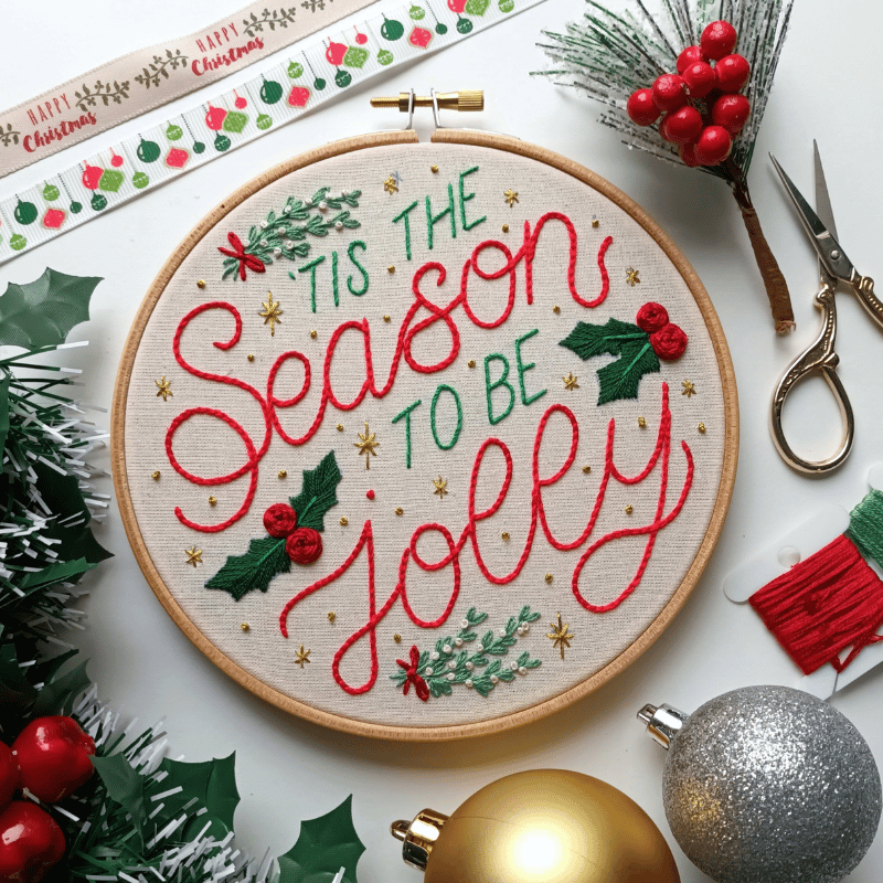 EmBeaRoidery - Tis the season to be jolly Christmas embroidery kit - Urban Makers