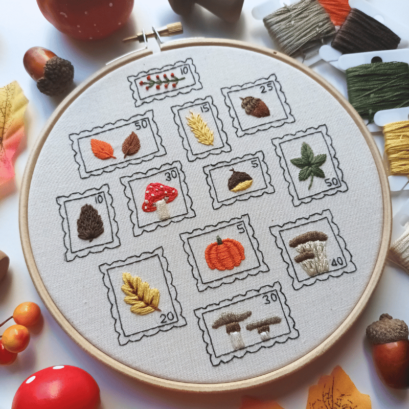 DIY embroidery kit for beginners - Fall stamps