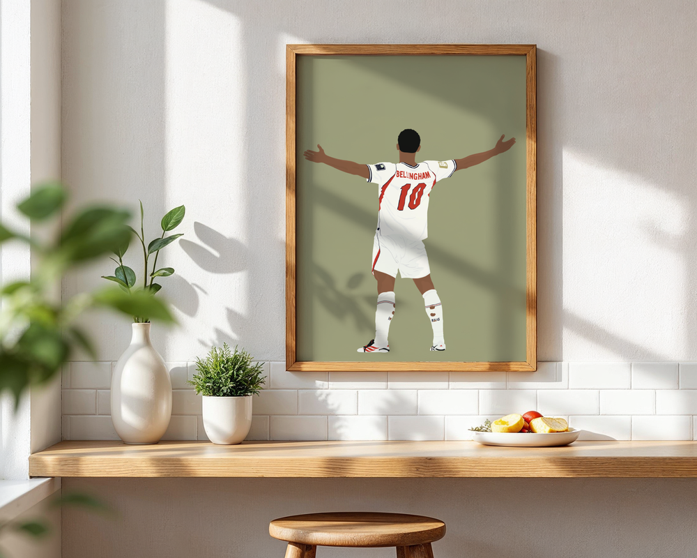 Jude Bellingham England Print - Hand-Drawn Football Wall Art