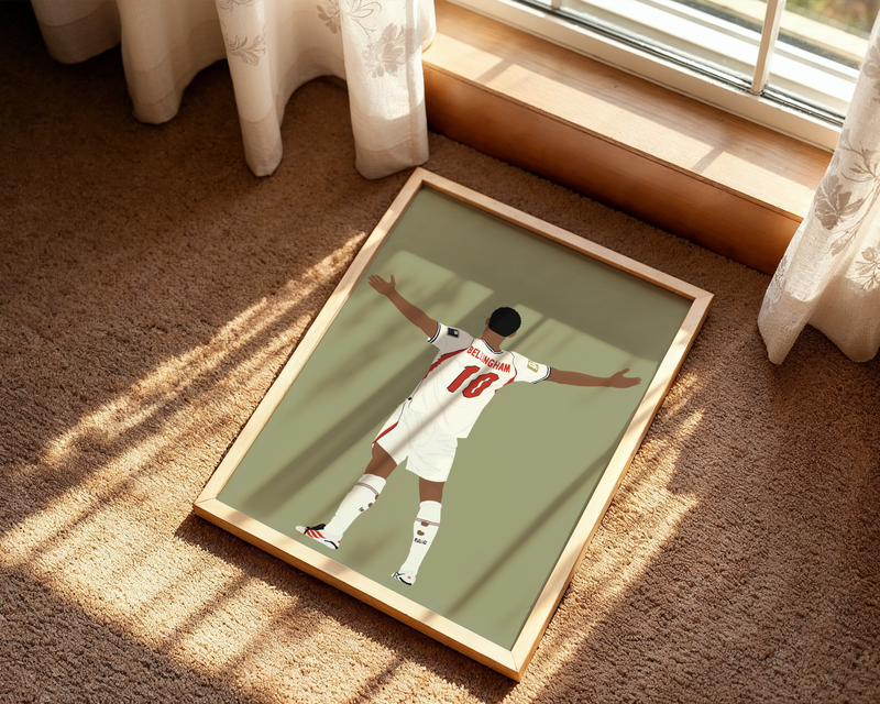 Jude Bellingham England Print – Hand-Drawn Football Wall Art - Urban Makers