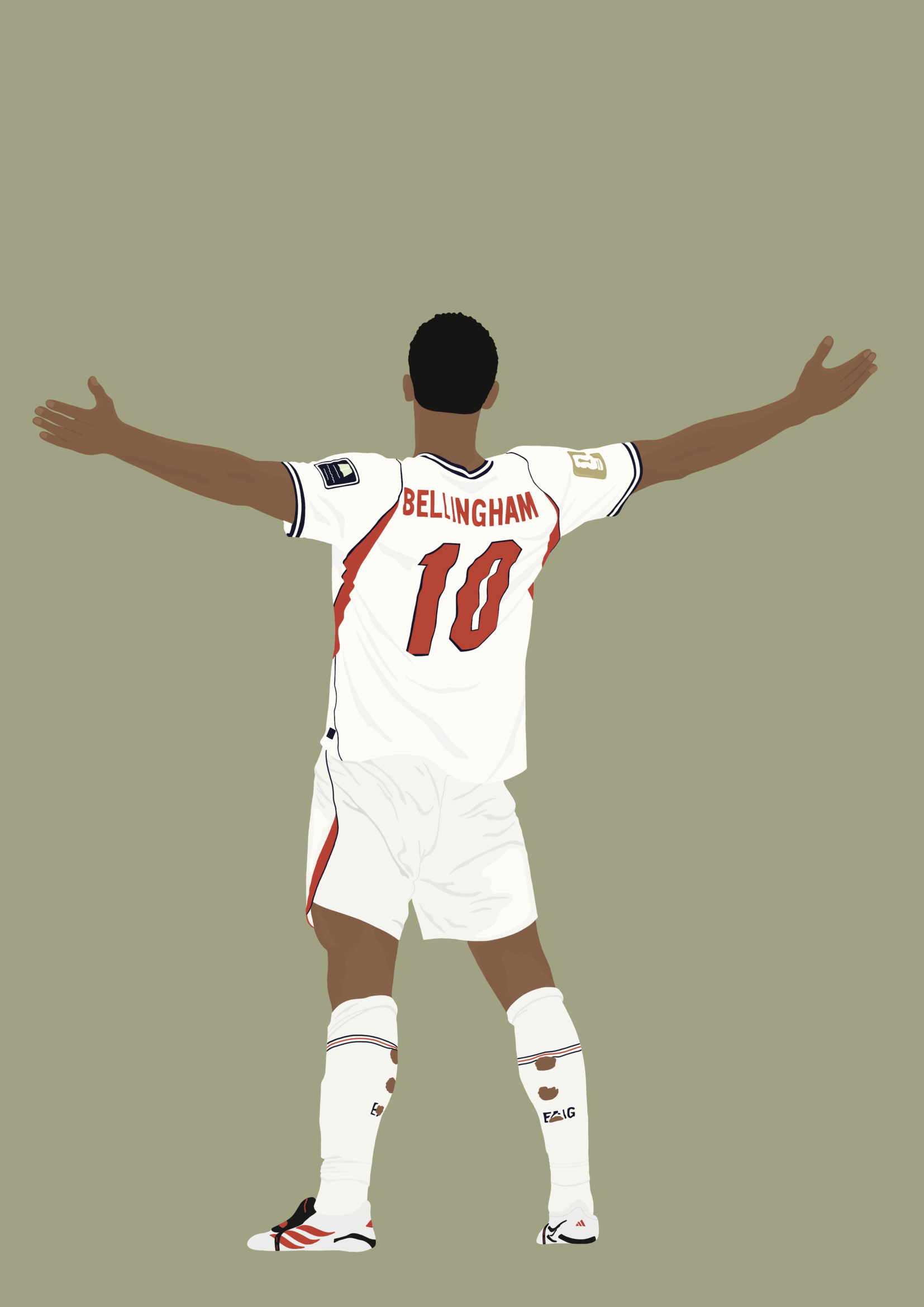 Jude Bellingham England Print – Hand-Drawn Football Wall Art - Urban Makers